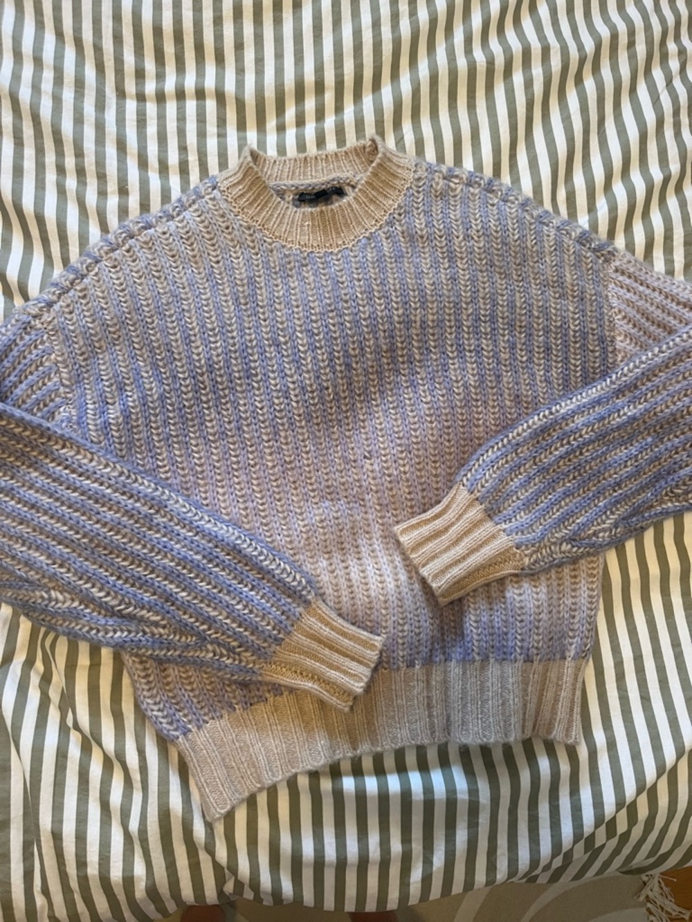 Dynamite Lavender & Cream Cable Knit Sweater